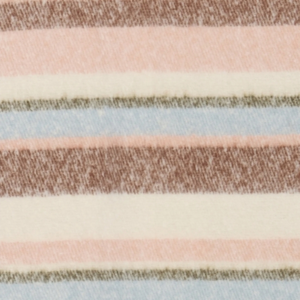 Steve Madden- Striped Fringe Scarf-(Tawny Peach-Multi 🩵🧡) - Picture 2 of 3